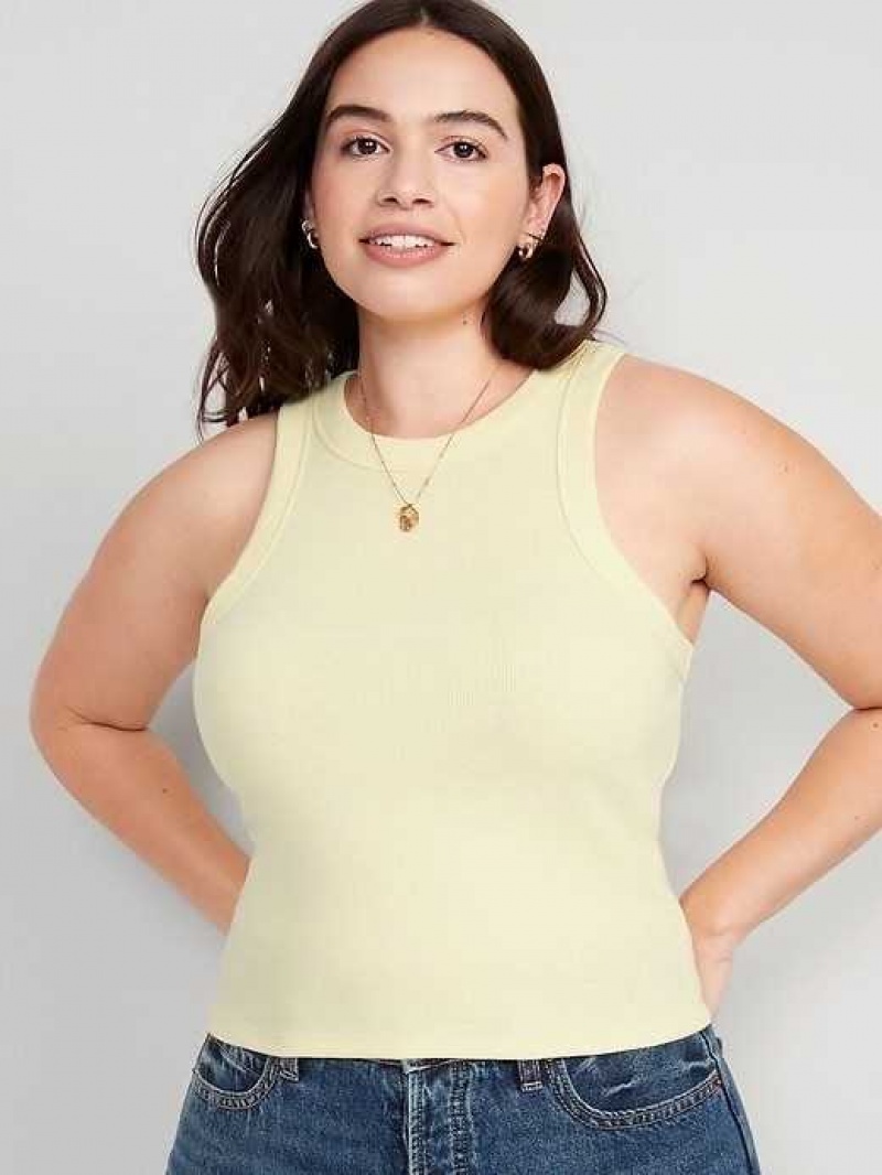 Old Navy Rib-Knit Cropped Tank Top Yellow | RYD468512