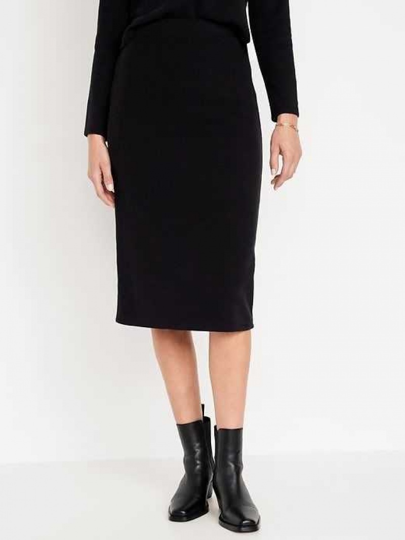 Old Navy Rib-Knit Midi Skirt Black | BDF912375