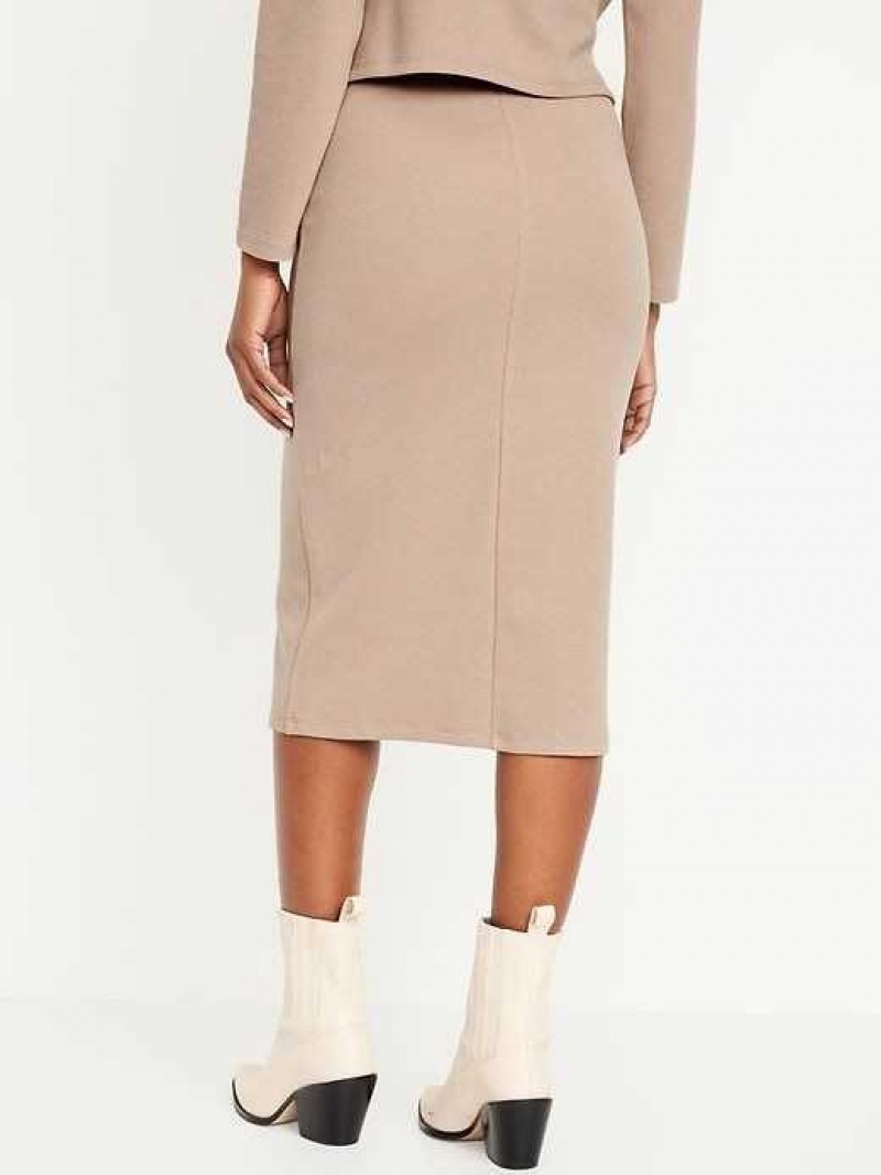 Old Navy Rib-Knit Midi Skirt Brown | JYC017698