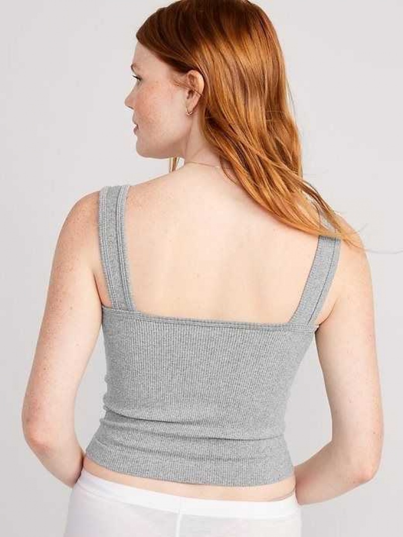 Old Navy Rib-Knit Seamless Tank Top Grey | NBD265879