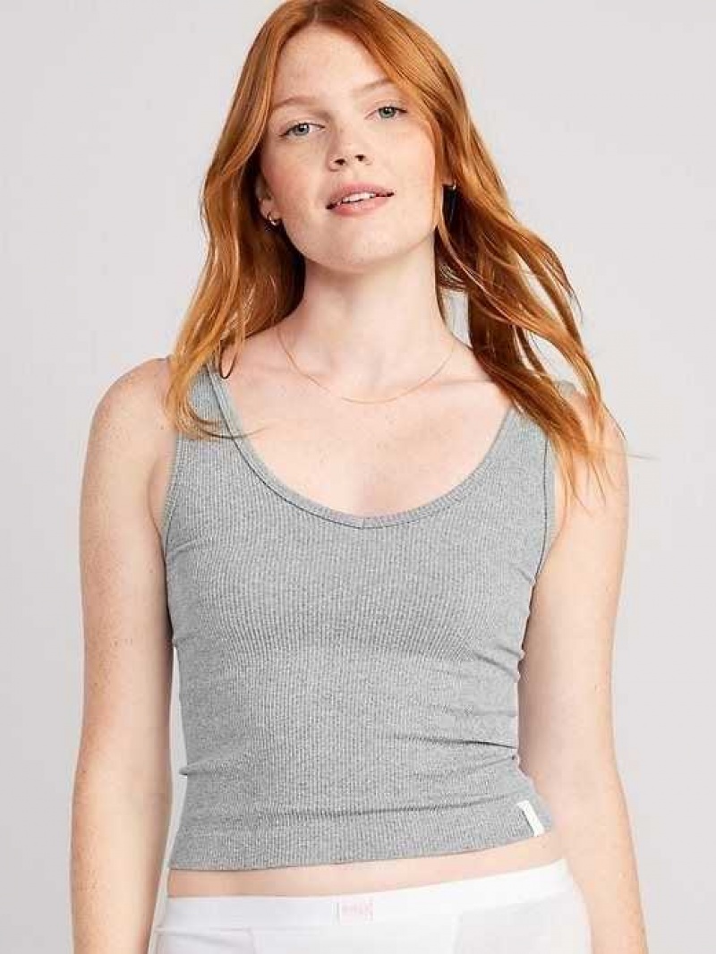 Old Navy Rib-Knit Seamless Tank Top Grey | NBD265879