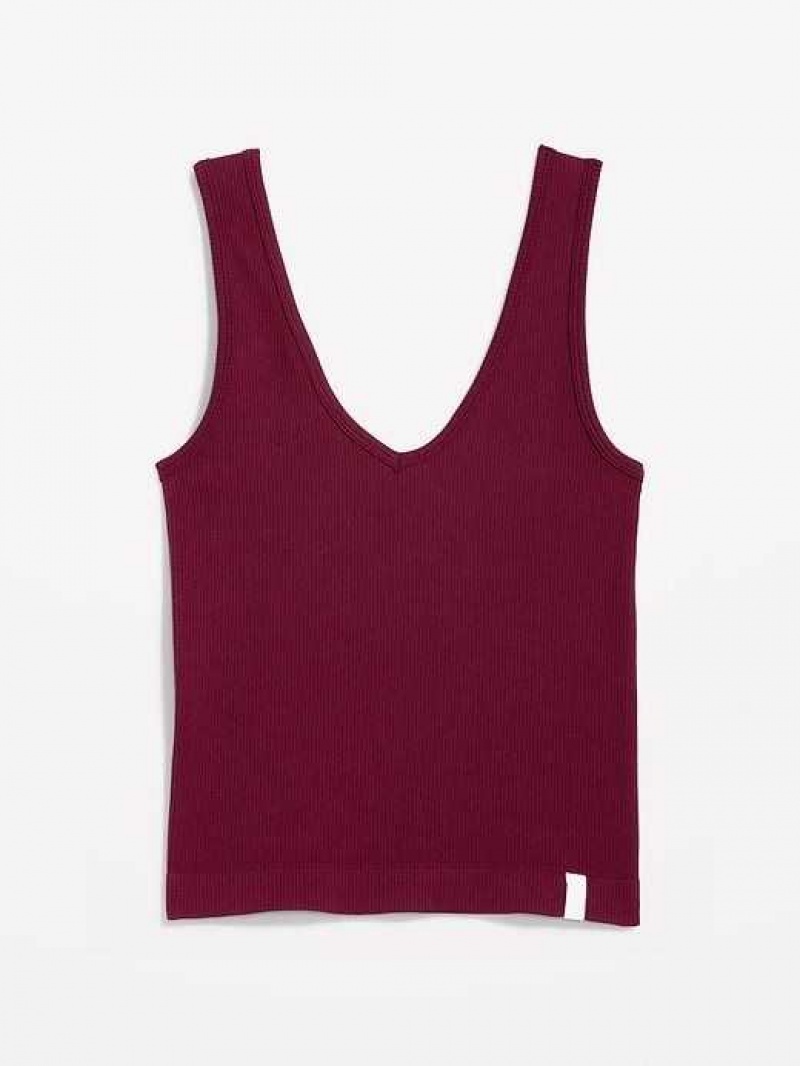 Old Navy Rib-Knit Seamless Tank Top Red Burgundy | UBR936714