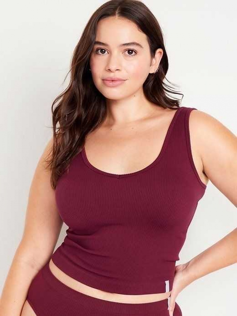 Old Navy Rib-Knit Seamless Tank Top Red Burgundy | UBR936714