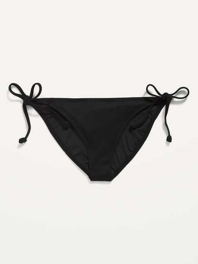 Old Navy Rib-Knit String Bikini Swim Bottoms Ebony | KVB645390