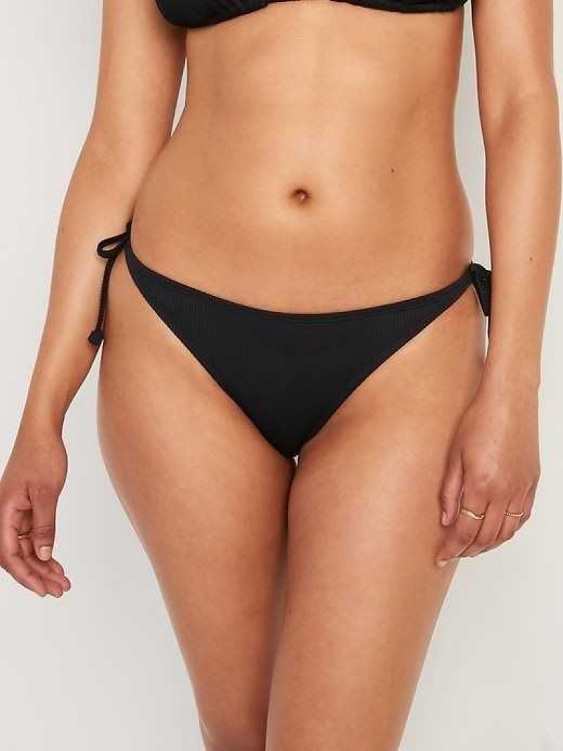 Old Navy Rib-Knit String Bikini Swim Bottoms Ebony | KVB645390