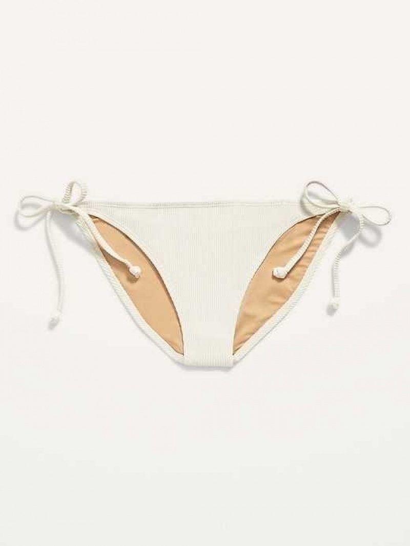 Old Navy Rib-Knit String Bikini Swim Bottoms Creme De La Creme | EVD753820