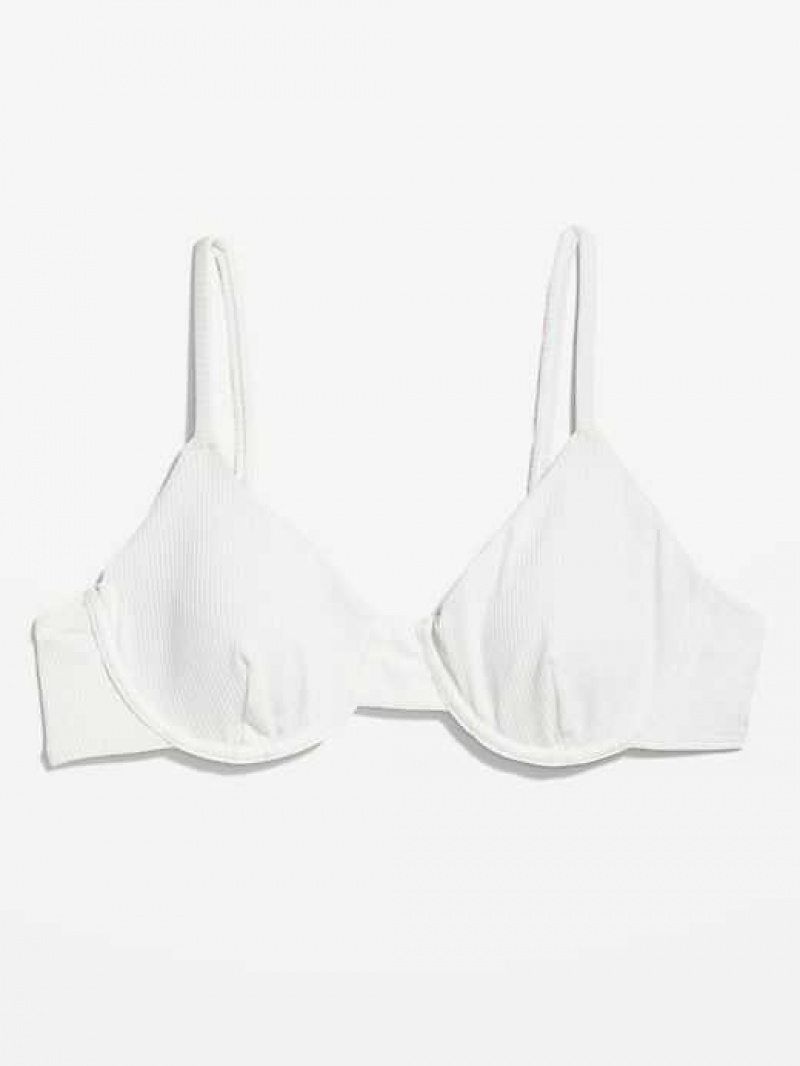 Old Navy Rib-Knit Underwire Bikini Swim Top White | XQD946051