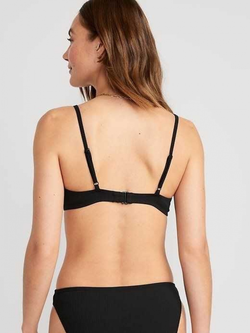 Old Navy Rib-Knit Underwire Bikini Swim Top Black | AWP720135