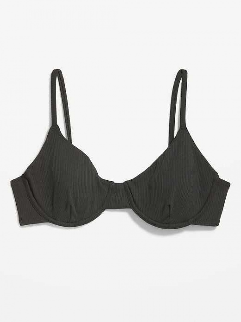 Old Navy Rib-Knit Underwire Bikini Swim Top Black | AWP720135