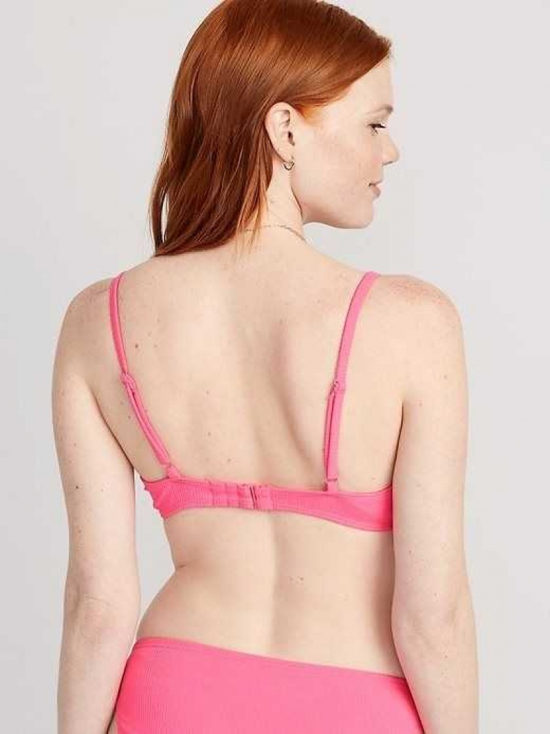 Old Navy Rib-Knit Underwire Bikini Swim Top Neon Petunia | AJP258140