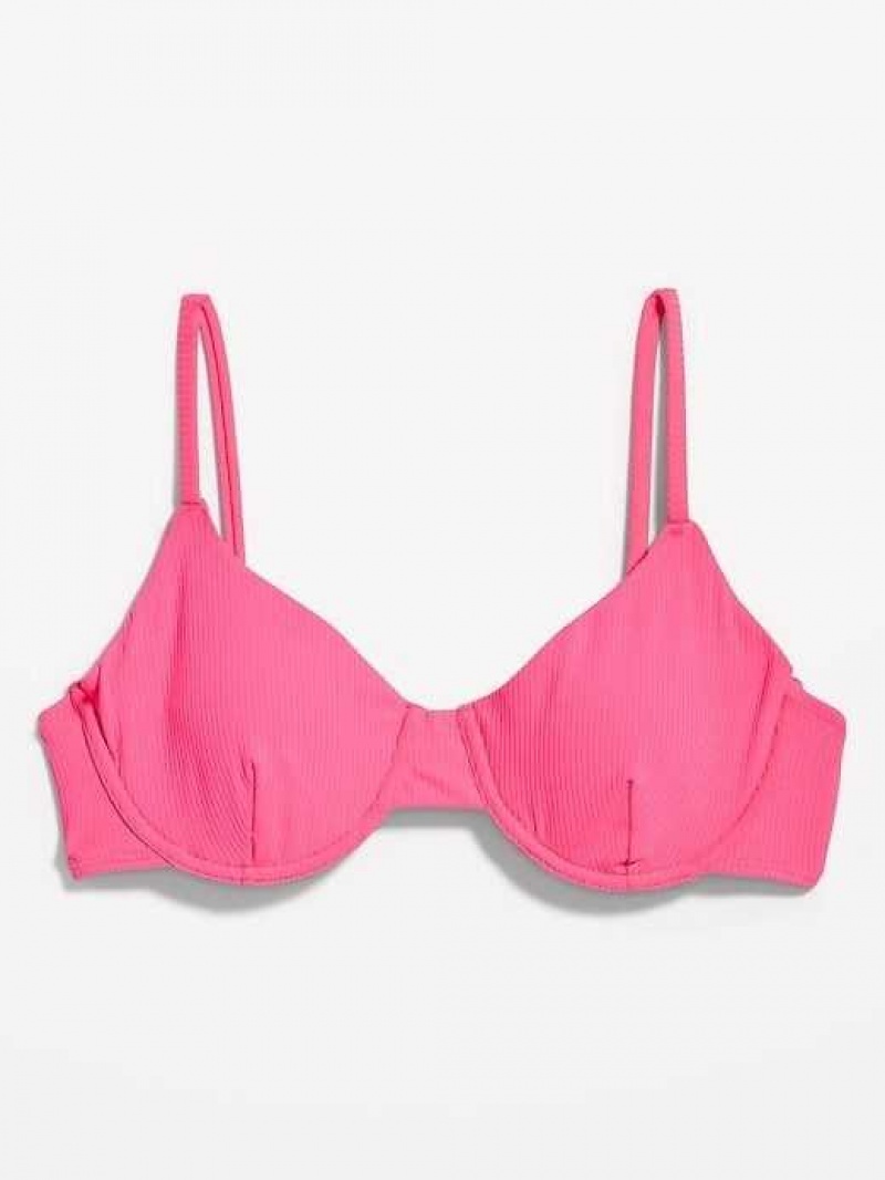 Old Navy Rib-Knit Underwire Bikini Swim Top Neon Petunia | AJP258140