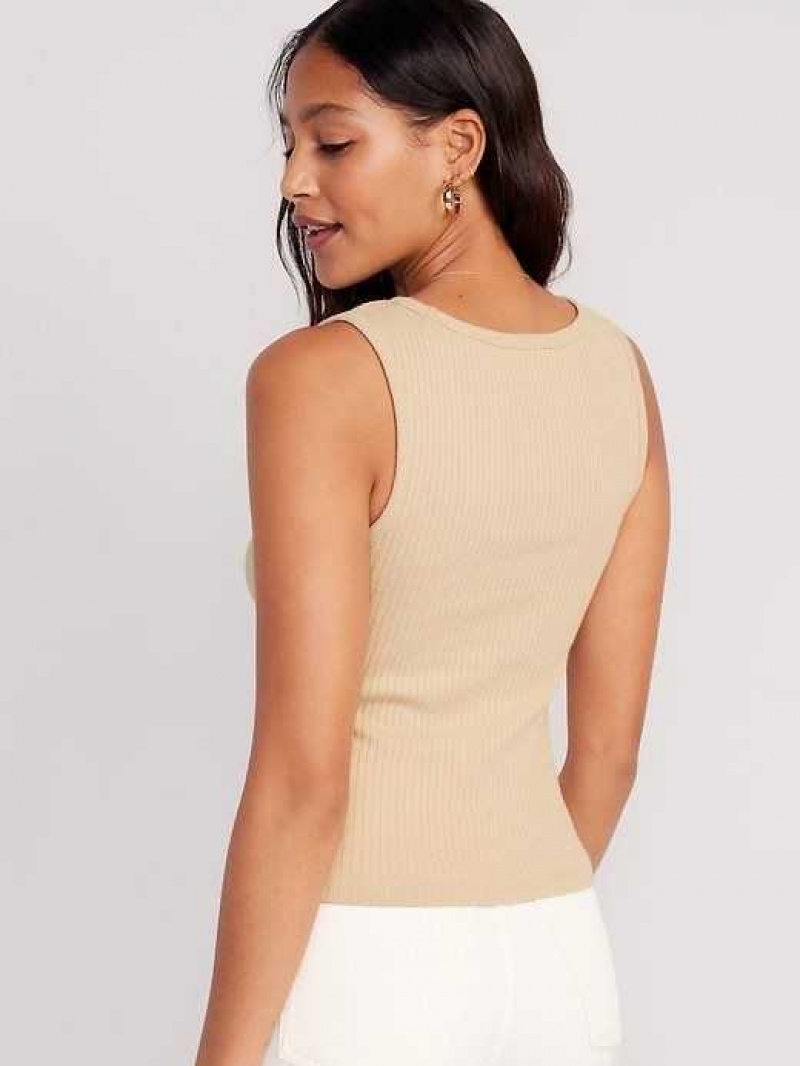 Old Navy Rib-Knit V-Neck Tank Top Desert Floor | GUE650197