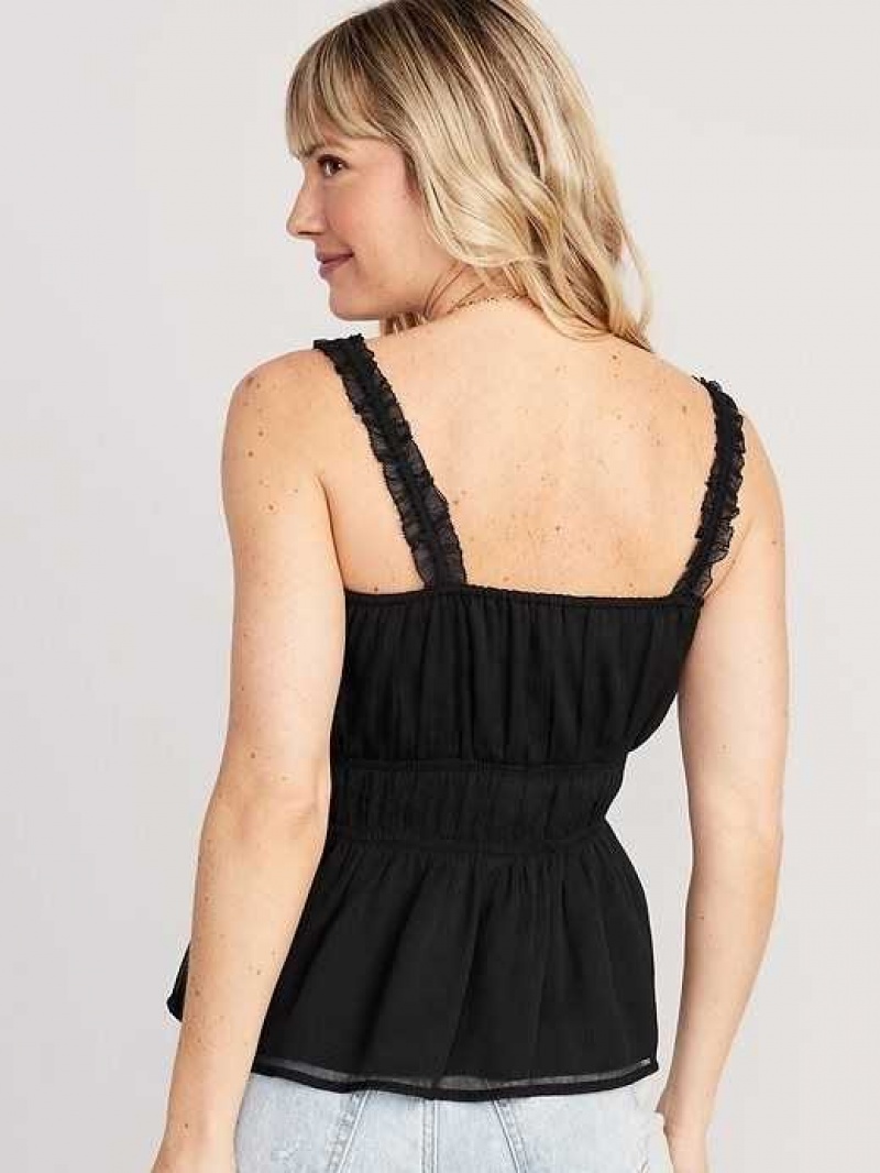 Old Navy Ruffle-Strap Cami Top Black | QAT812743