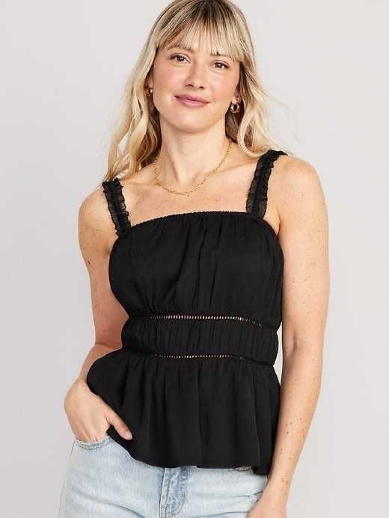 Old Navy Ruffle-Strap Cami Top Black | QAT812743