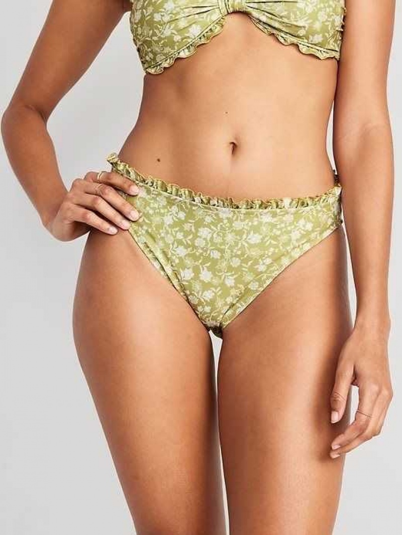 Old Navy Ruffle-Trim Bikini Swim Bottoms Green | BVA962130