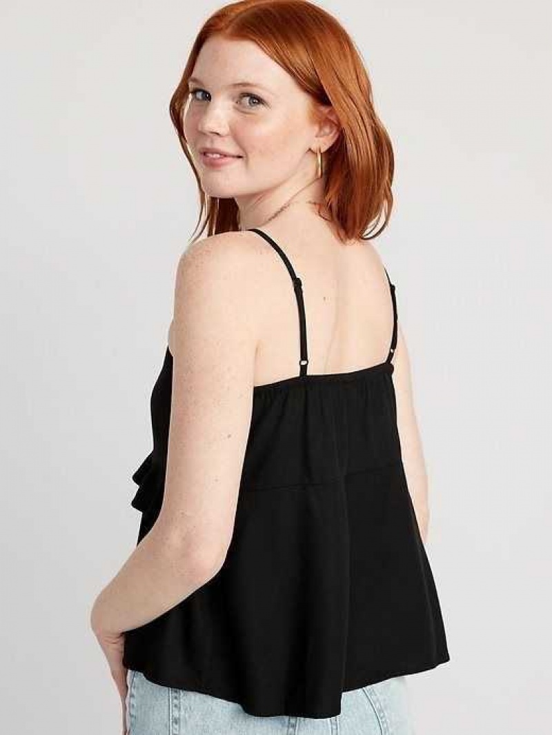 Old Navy Ruffle-Trim Cami Top Black | JVC801256