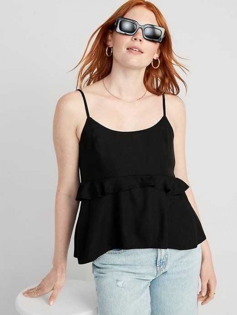 Old Navy Ruffle-Trim Cami Top Black | JVC801256