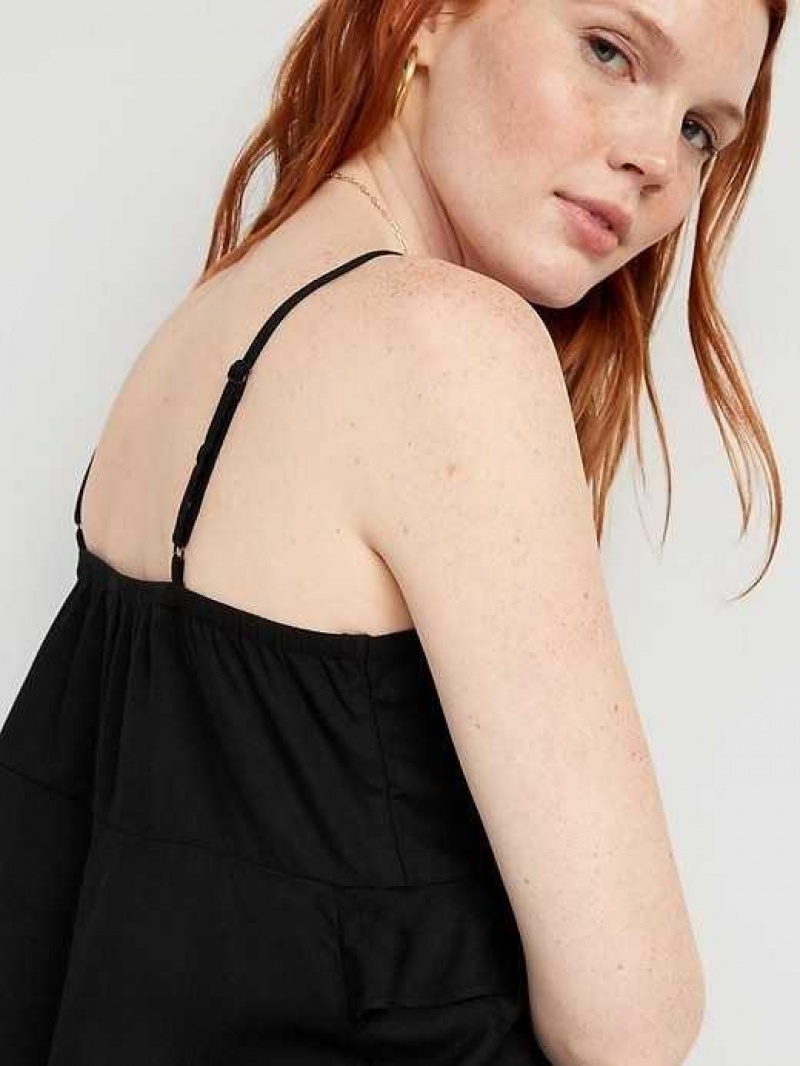 Old Navy Ruffle-Trim Cami Top Black | JVC801256