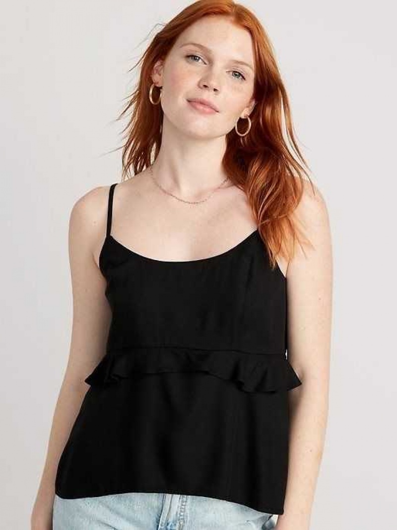 Old Navy Ruffle-Trim Cami Top Black | JVC801256