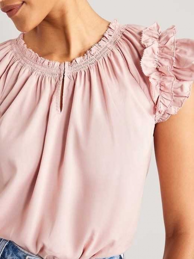 Old Navy Ruffle-Trim Smocked Top Pink | PTB503487