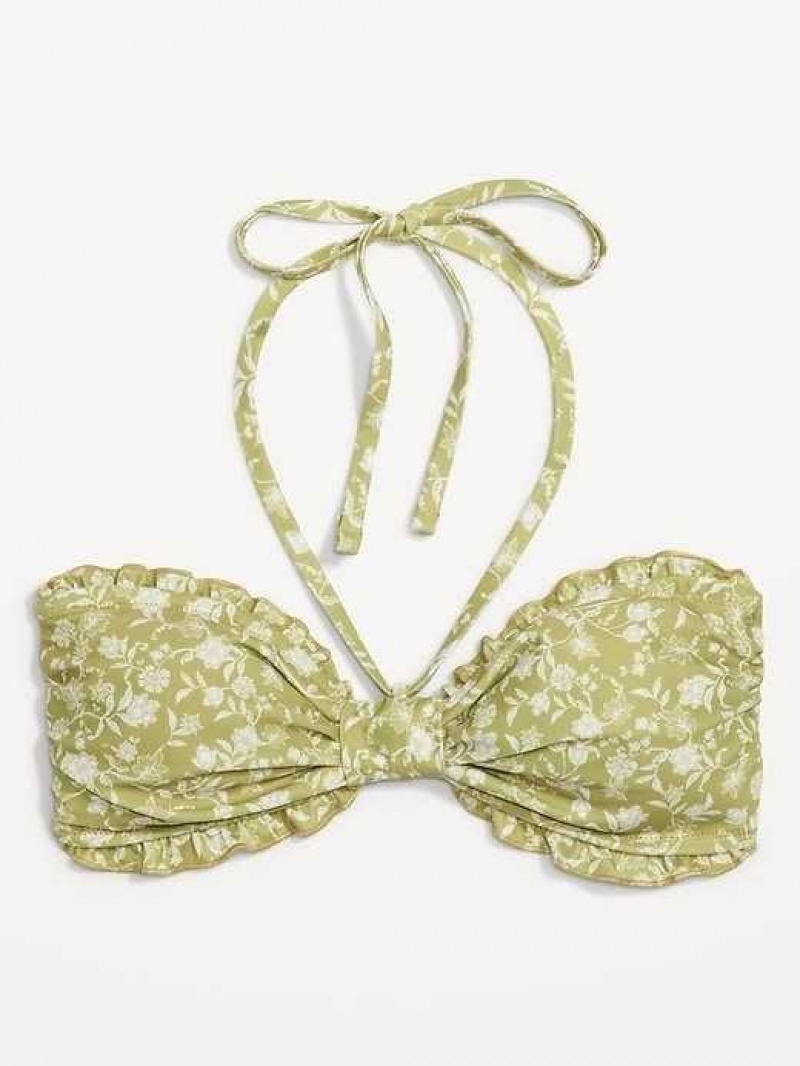 Old Navy Ruffled Convertible Bandeau Swim Top Green | KOW407198