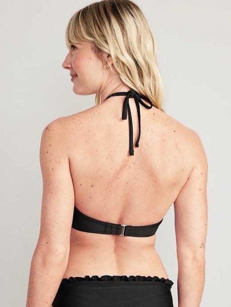 Old Navy Ruffled Convertible Bandeau Swim Top Black | BIF702398