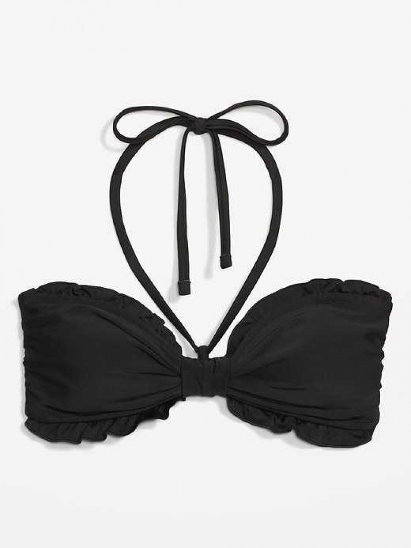 Old Navy Ruffled Convertible Bandeau Swim Top Black | BIF702398