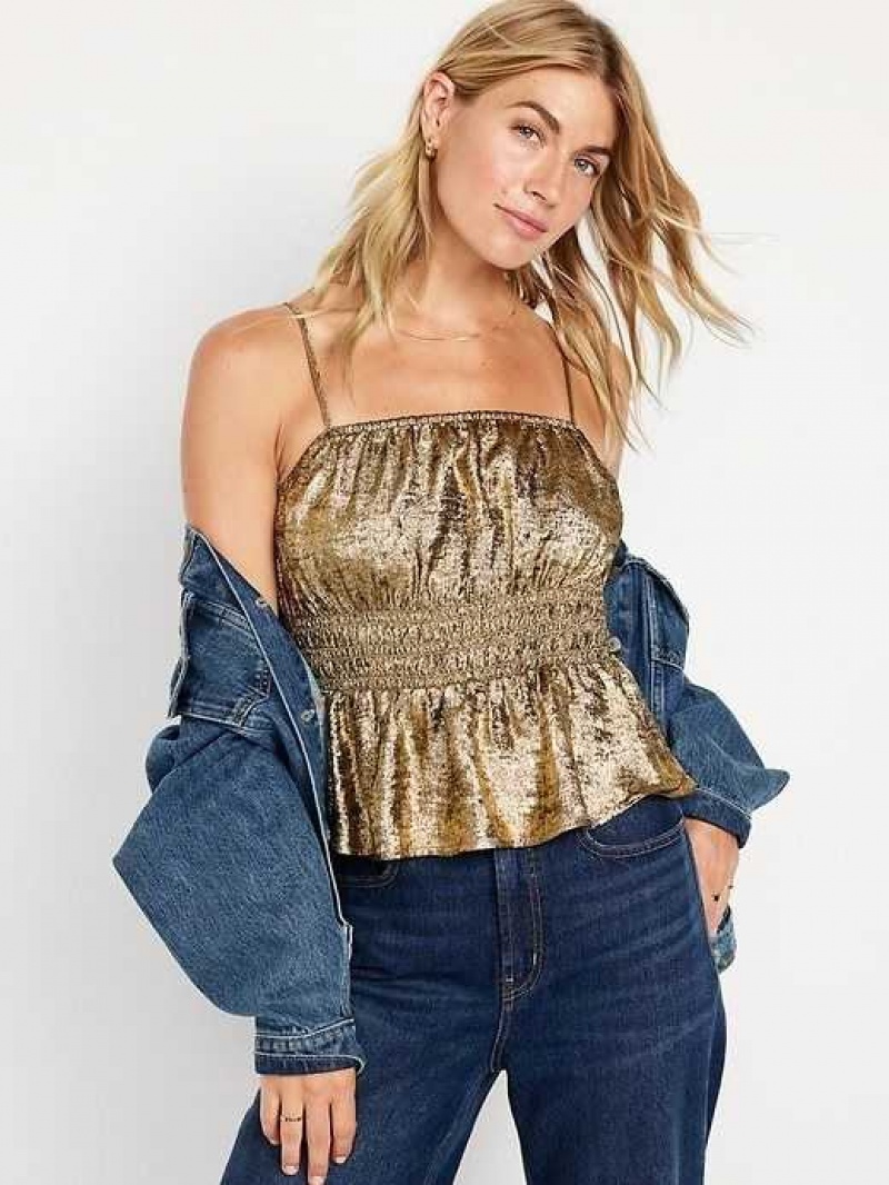 Old Navy Satin Cami Shiny Top Gold | TIF346297