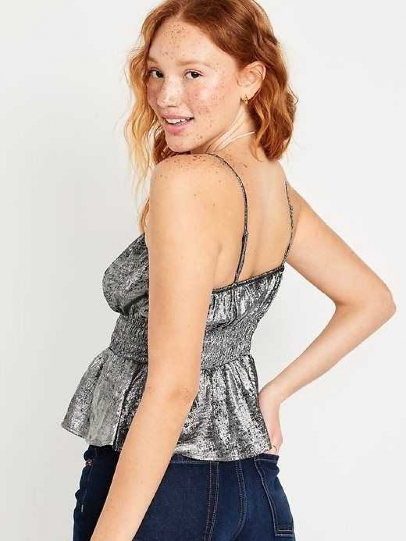 Old Navy Satin Cami Shiny Top Silver | SBD279480