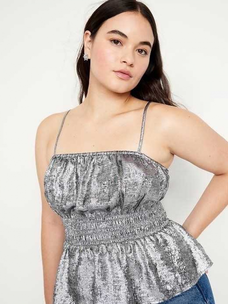 Old Navy Satin Cami Shiny Top Silver | SBD279480