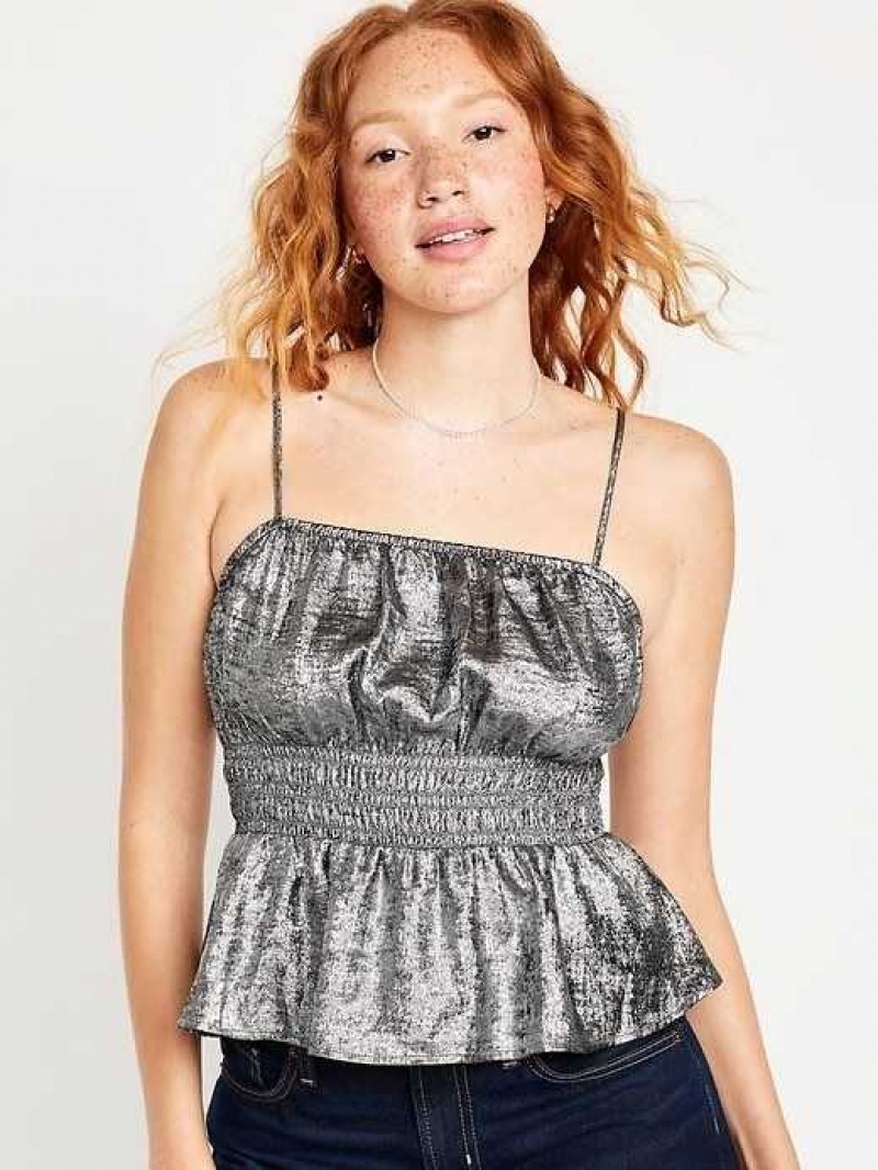 Old Navy Satin Cami Shiny Top Silver | SBD279480