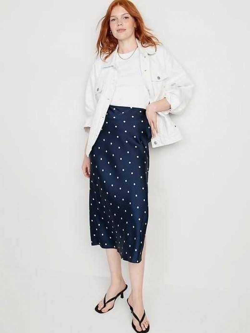 Old Navy Satin Midi Slip Skirt Navy / White | AZI654071