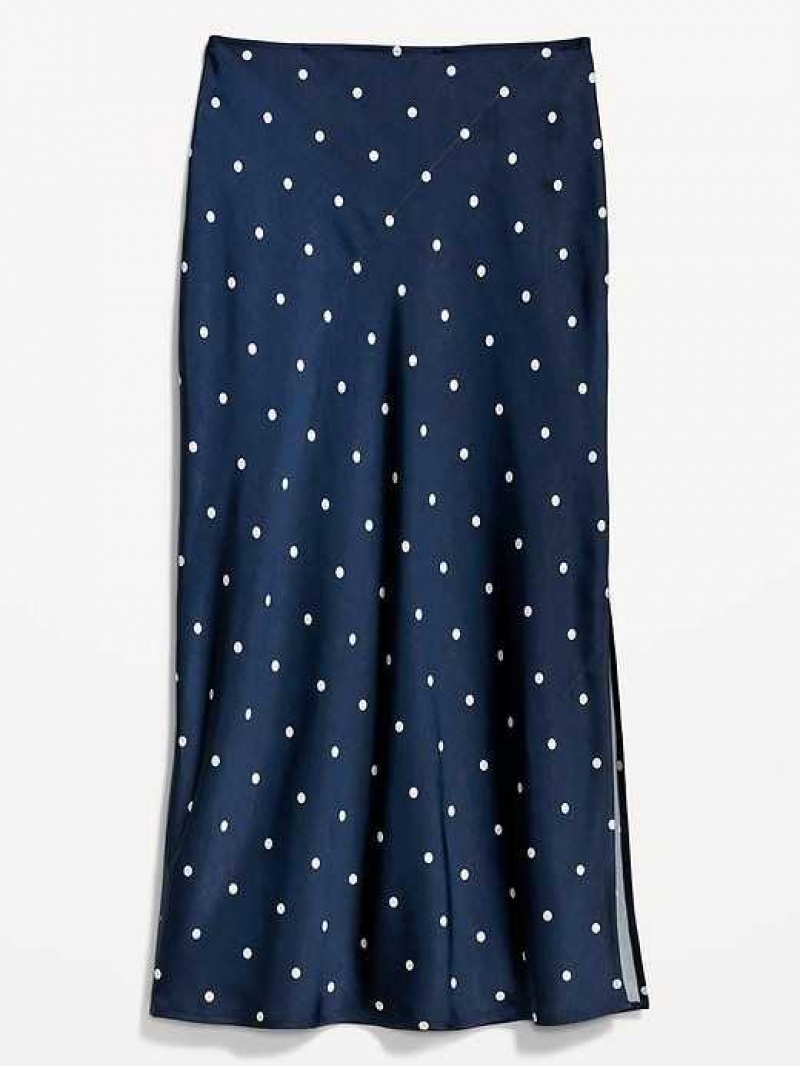 Old Navy Satin Midi Slip Skirt Navy / White | AZI654071