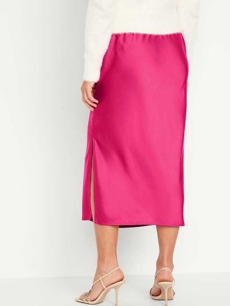 Old Navy Satin Midi Slip Skirt Pink | IGW857019