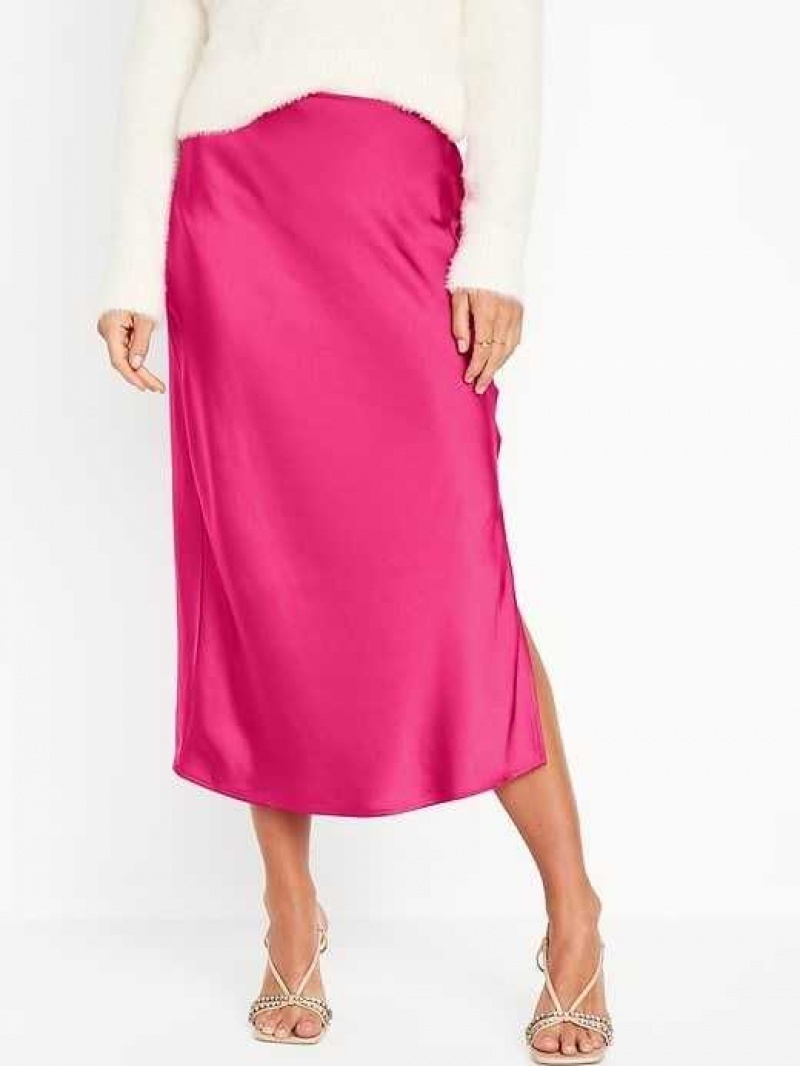 Old Navy Satin Midi Slip Skirt Pink | IGW857019