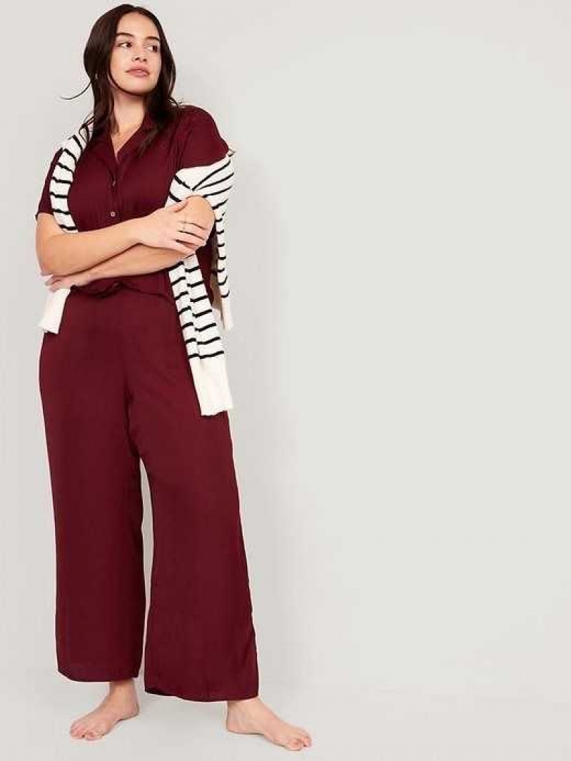 Old Navy Satin Pajama Set Red Burgundy | KMV102345