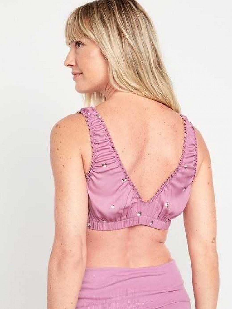 Old Navy Satin V-Neck Bralette Purple | LIE861420