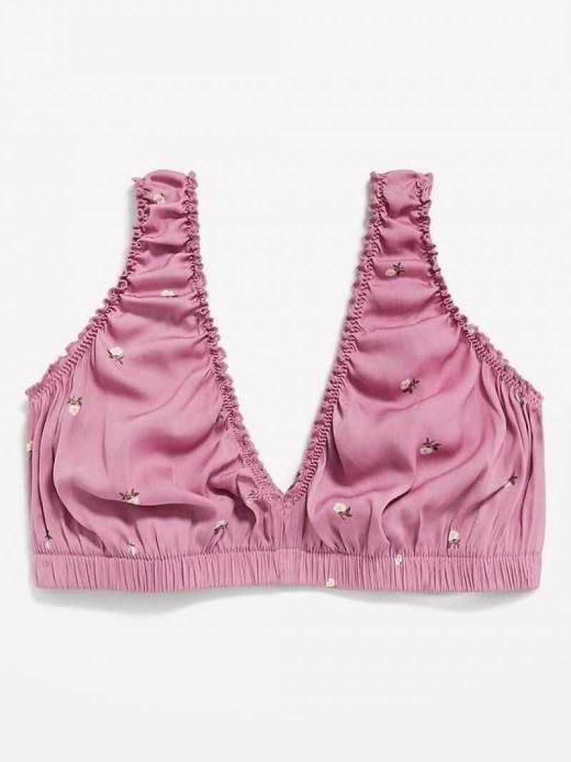 Old Navy Satin V-Neck Bralette Purple | LIE861420