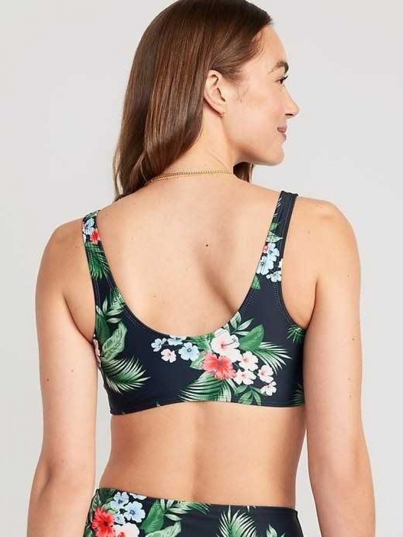 Old Navy Scoop-Neck Bikini Swim Top Floral Midnight | HBU714268