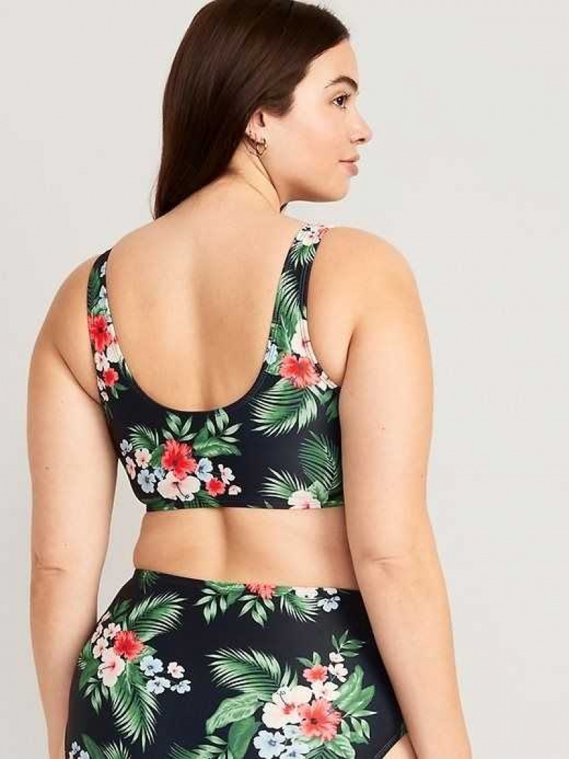 Old Navy Scoop-Neck Bikini Swim Top Floral Midnight | HBU714268