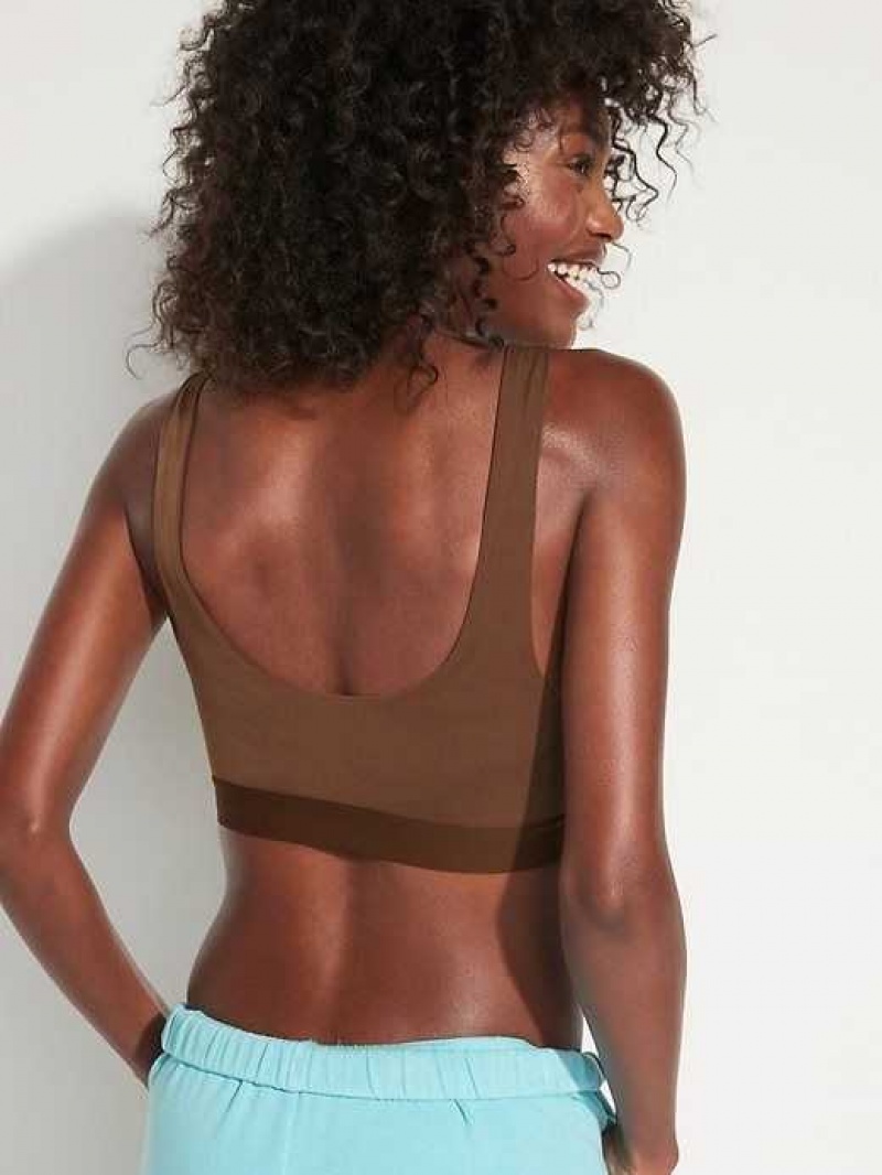 Old Navy Scoop-Neck Soft-Knit Bralette Top Dark Walnut | EZX387609