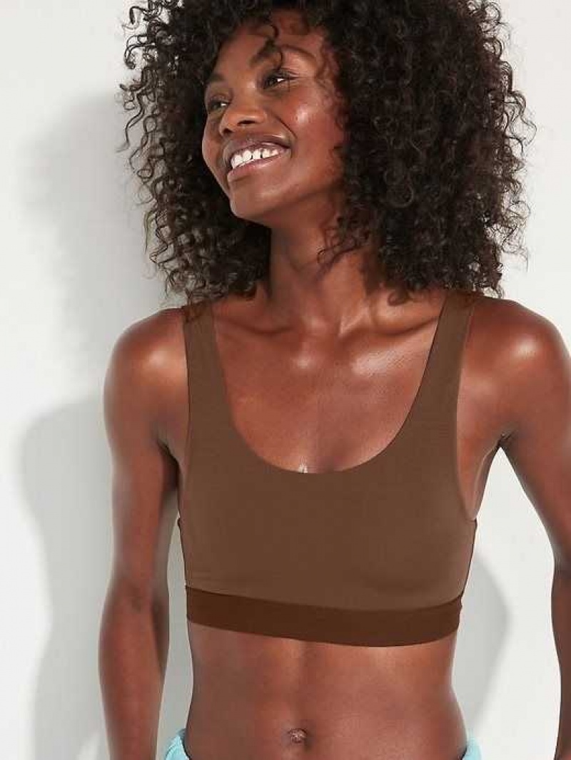 Old Navy Scoop-Neck Soft-Knit Bralette Top Dark Walnut | EZX387609