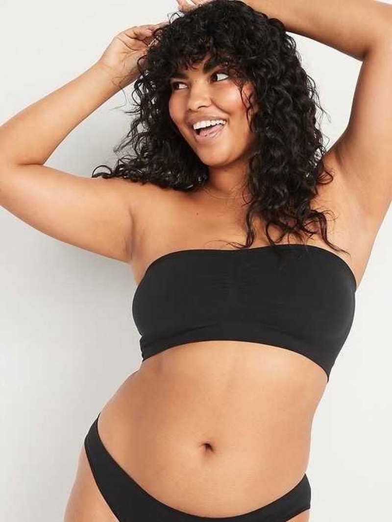 Old Navy Seamless Bandeau Bralette Top Black | DNA061372