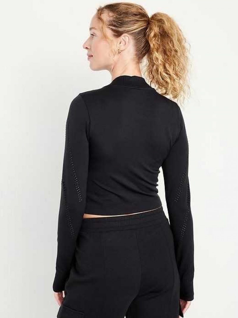 Old Navy Seamless Cropped Performance Top Black | PDK541837