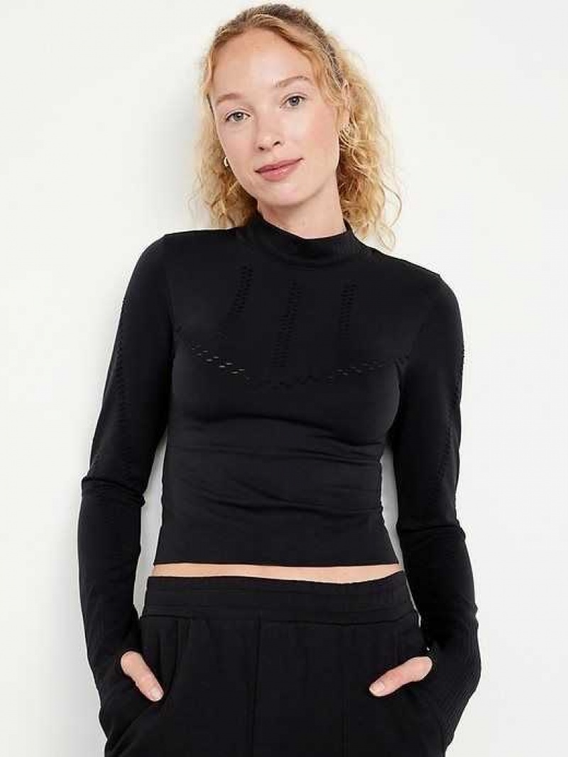 Old Navy Seamless Cropped Performance Top Black | PDK541837