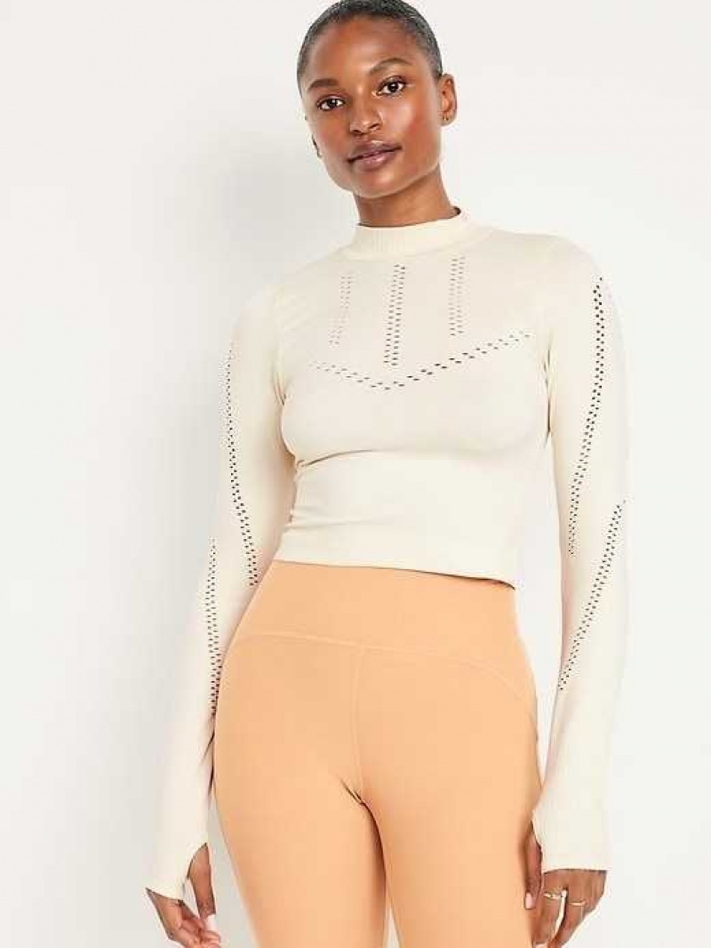 Old Navy Seamless Cropped Performance Top Cozy Cashmere | ZTQ087231