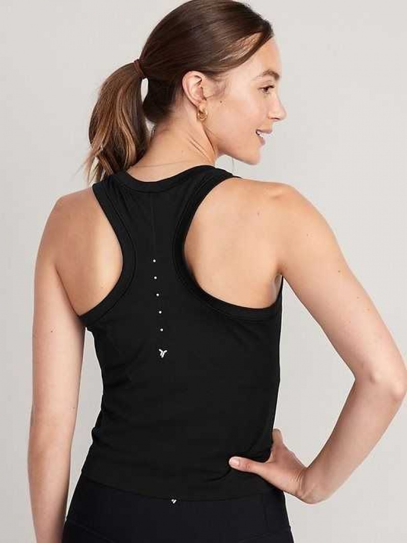 Old Navy Seamless Mesh-Panel Racerback Performance Tank Top Black | VYQ420897