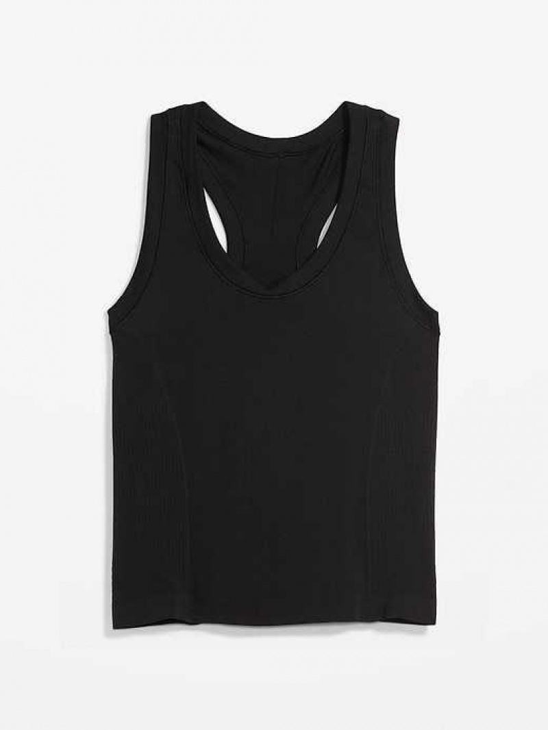 Old Navy Seamless Mesh-Panel Racerback Performance Tank Top Black | VYQ420897