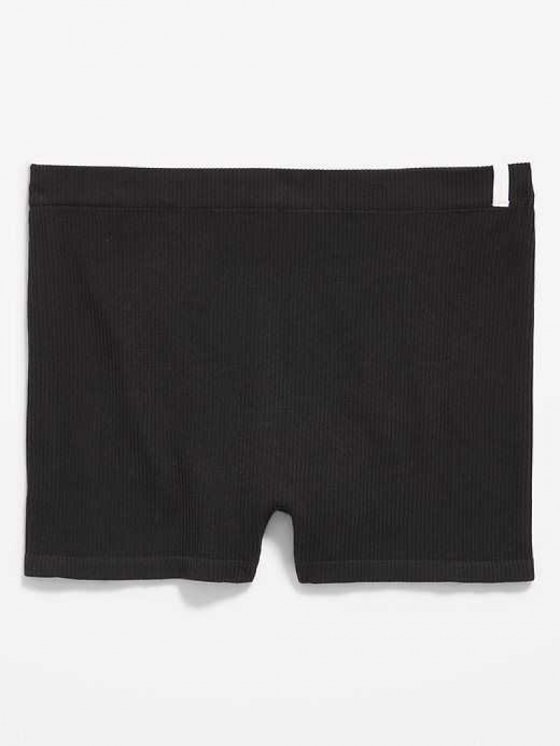 Old Navy Seamless Rib-Knit Boyshort Underwear Black | UYQ876251