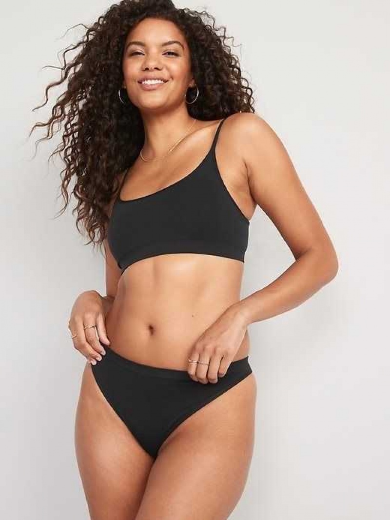 Old Navy Seamless Thong Underwear Black | ADT371426